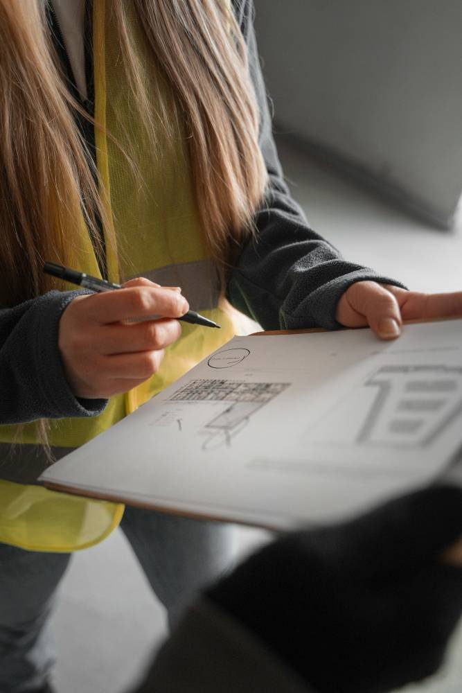 (medicion) mujer-alto-angulo-trabajando-como-ingeniera-freepik